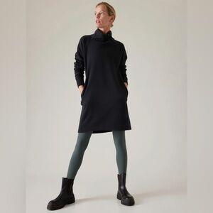 Athleta Coaster Luxe Sweatshirt Dress in black.